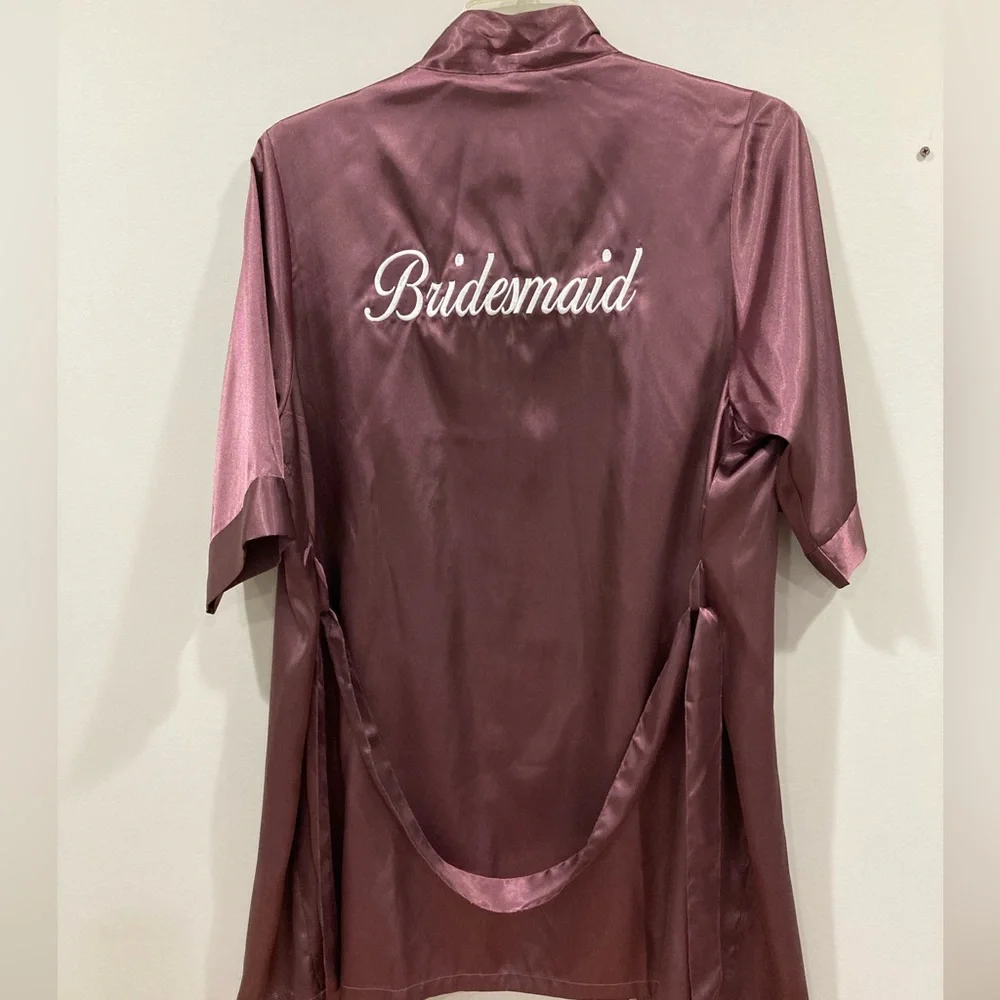 David’s Bridal Bridesmaid Satin Wine Robe